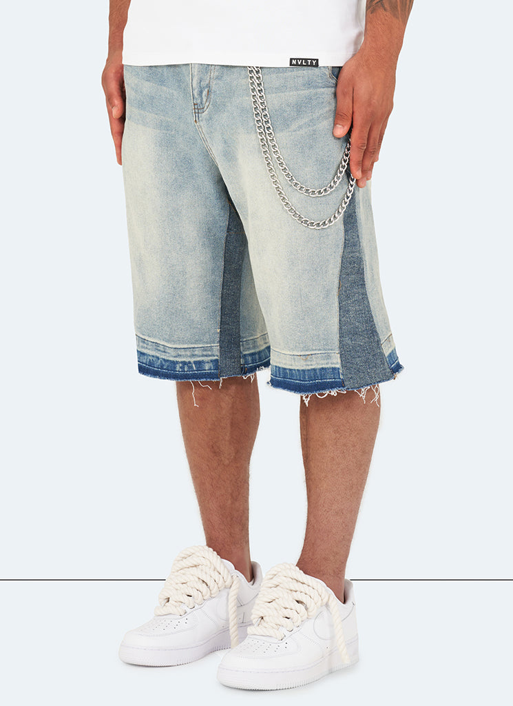 Short en jean évasé vintage - Bleu