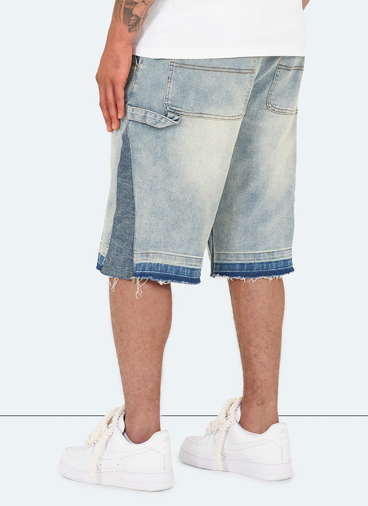 Short en jean évasé vintage - Bleu