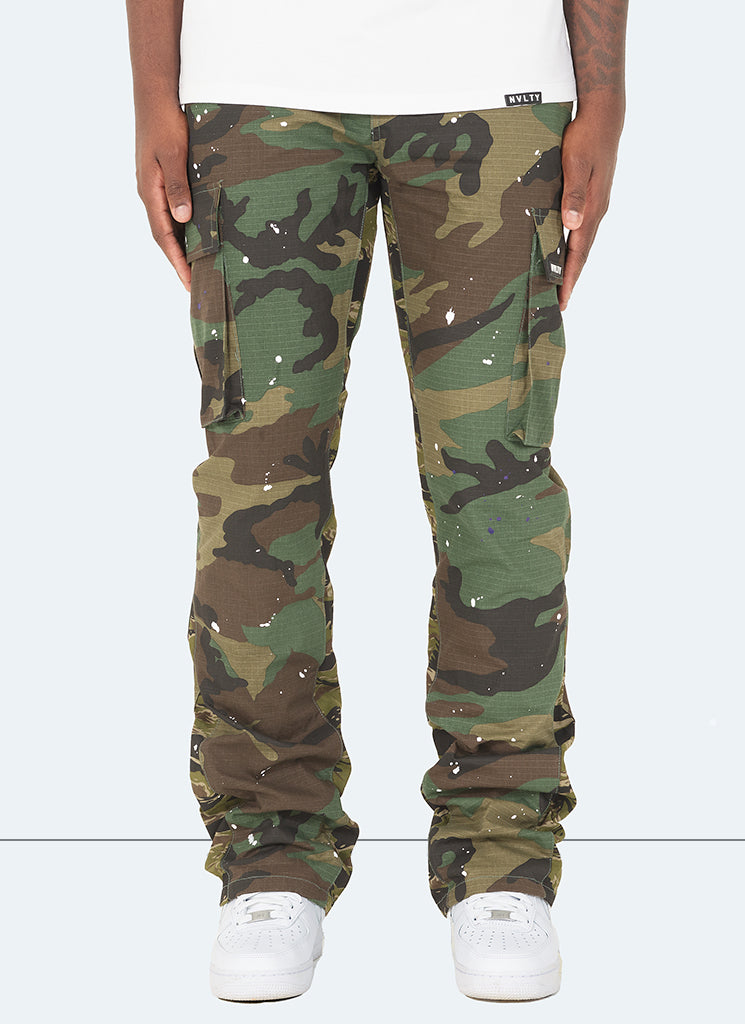 Cargos Flare Vintage - Peinture camouflage
