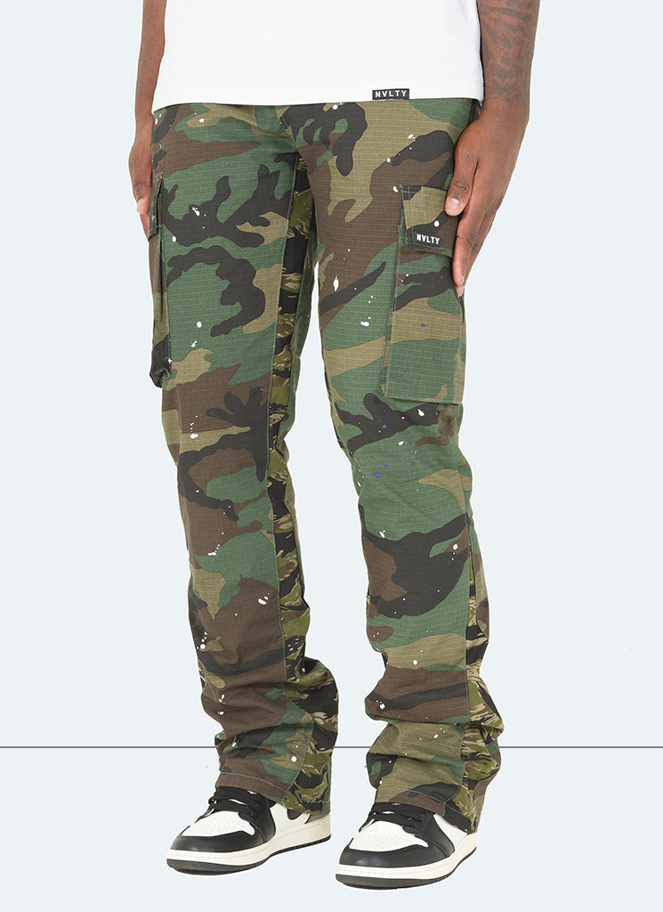 Cargos Flare Vintage - Peinture camouflage
