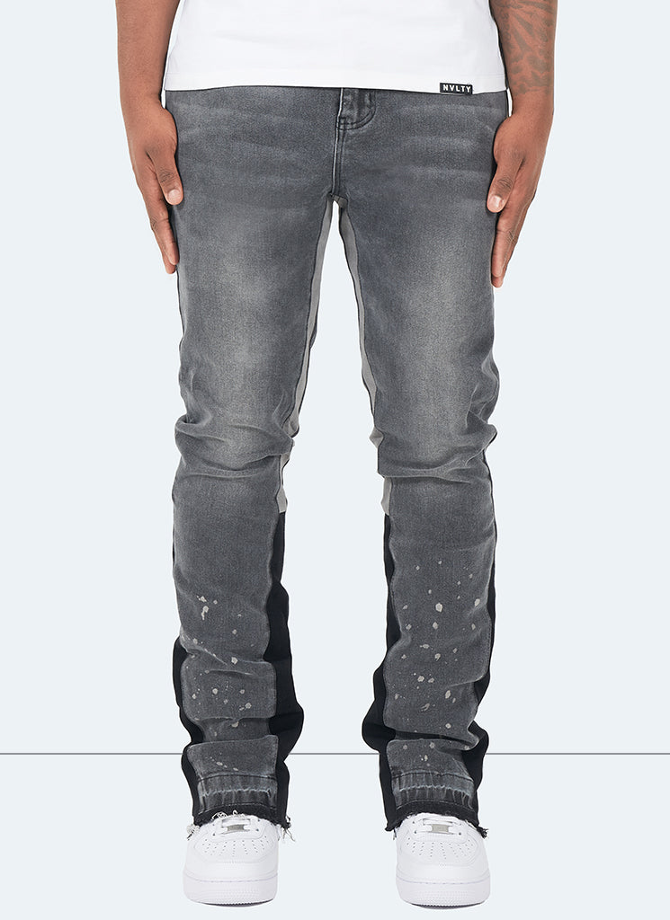 Jean évasé vintage peint - Gris