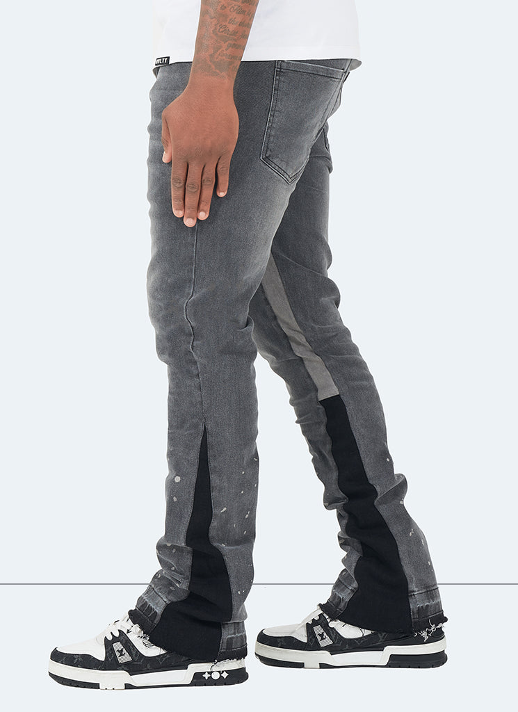 Jean évasé vintage peint - Gris
