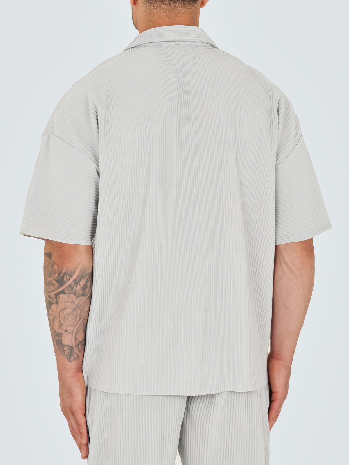 Chemise plissée à épaules tombantes - Gris