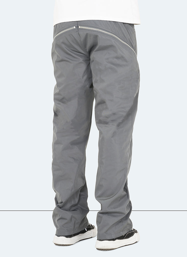 Pantalon évasé en nylon à fermeture éclair - Gris
