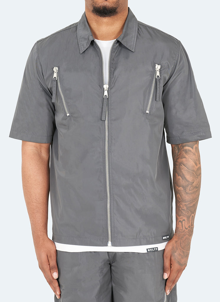 Chemise zippée en nylon - Gris