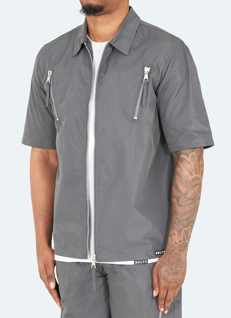 Chemise zippée en nylon - Gris