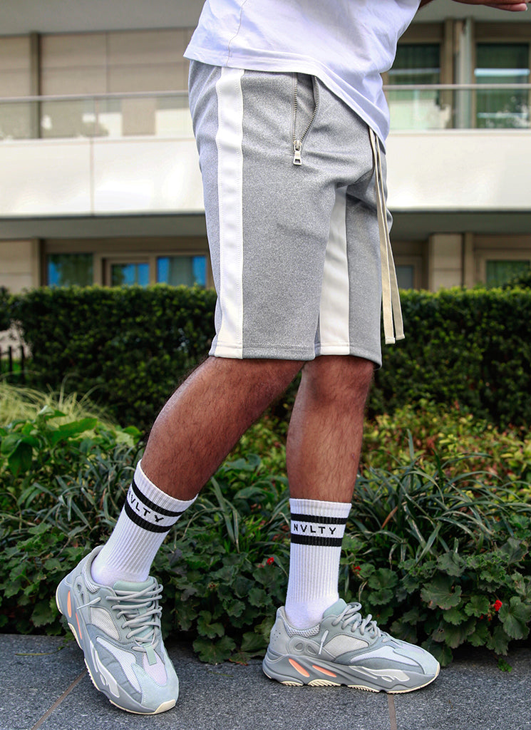 Short de survêtement à empiècements - Gris/Blanc