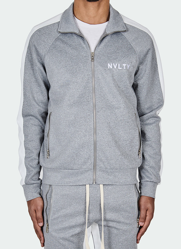 Veste de survêtement à panneaux - Gris/Blanc