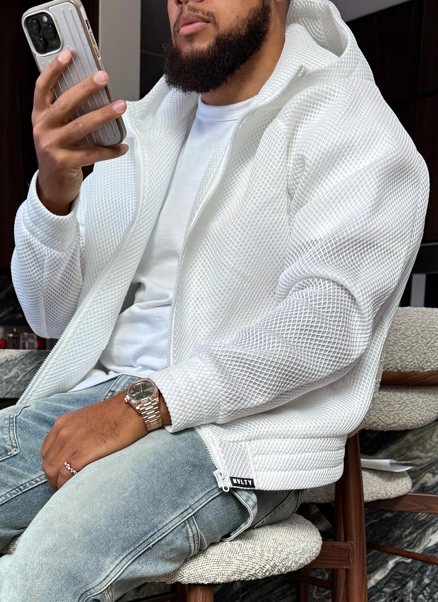 Scuba Structured Mesh Jacket - White