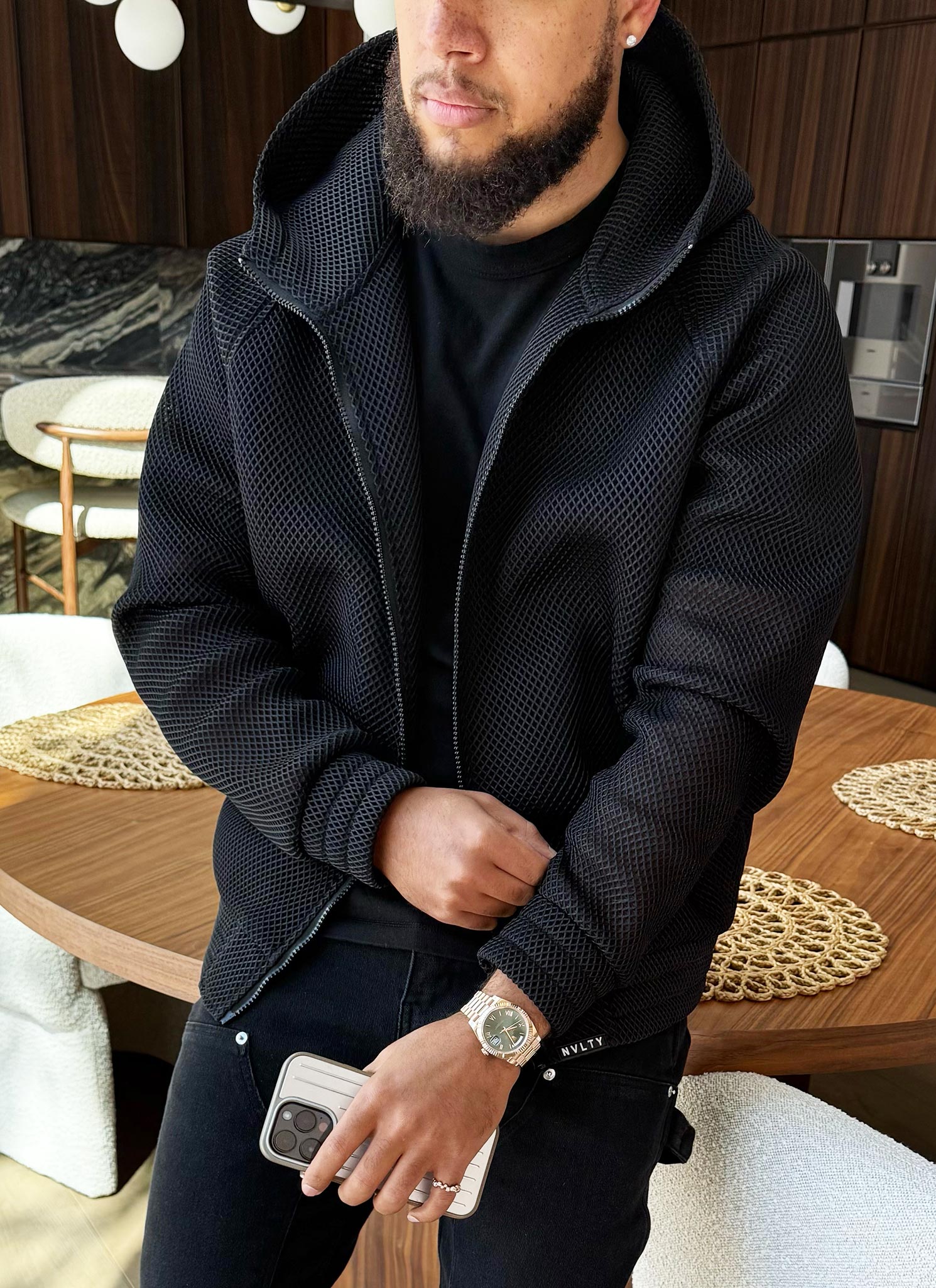 Scuba Structured Mesh Jacket - Black