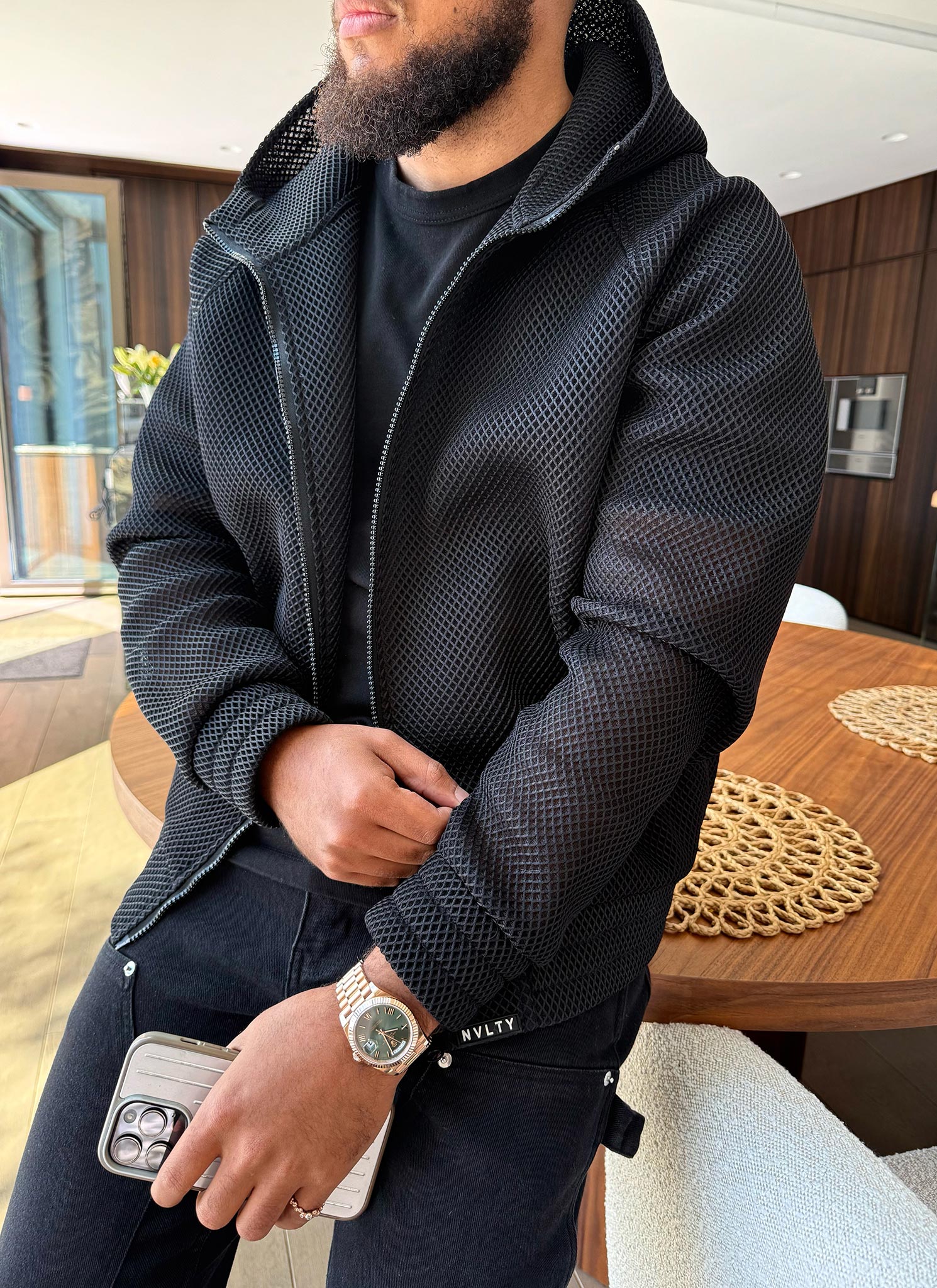 Scuba Structured Mesh Jacket - Black