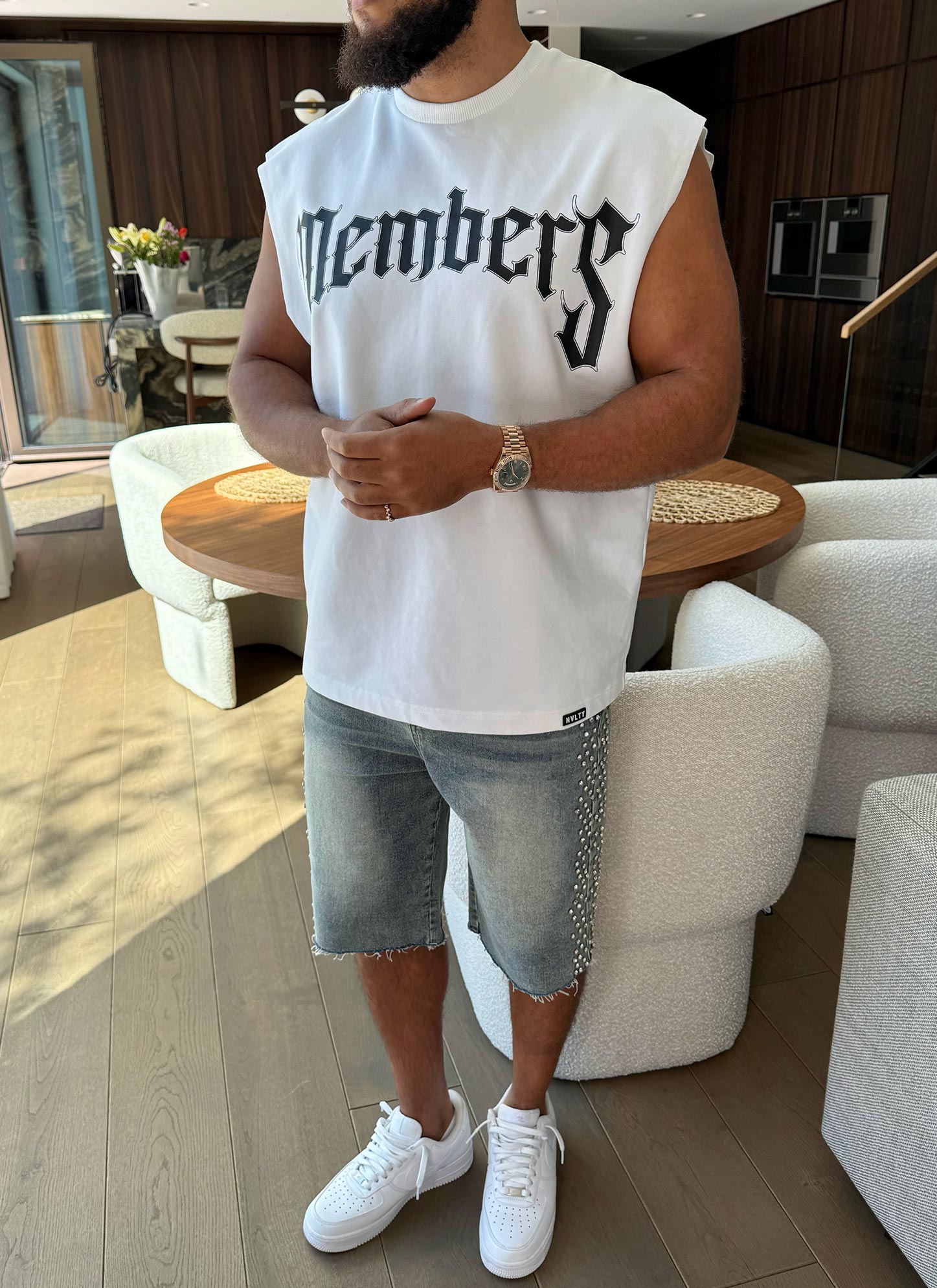 Members Arc Sleeveless T-Shirt - White