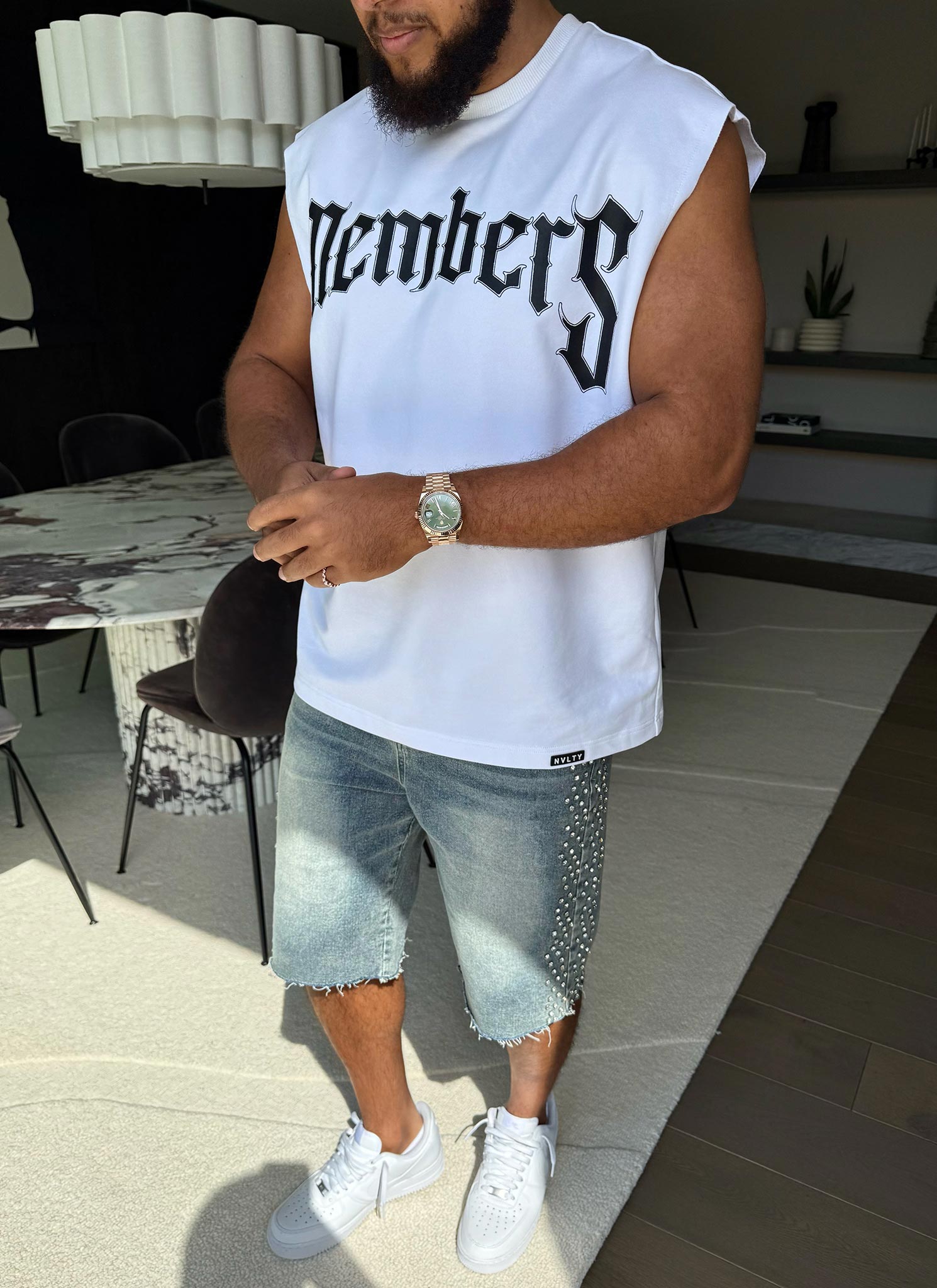 Members Arc Sleeveless T-Shirt - White