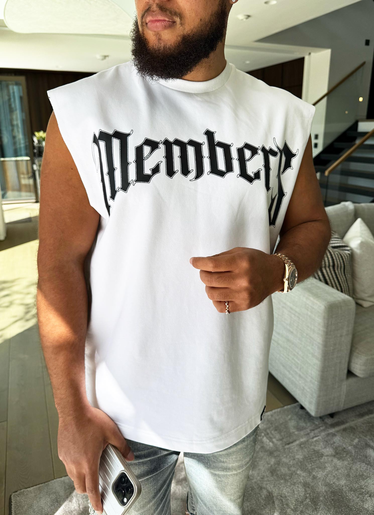 Members Arc Sleeveless T-Shirt - White