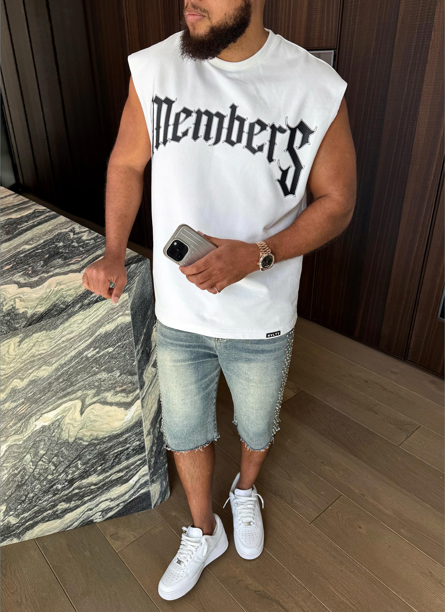 Members Arc Sleeveless T-Shirt - White