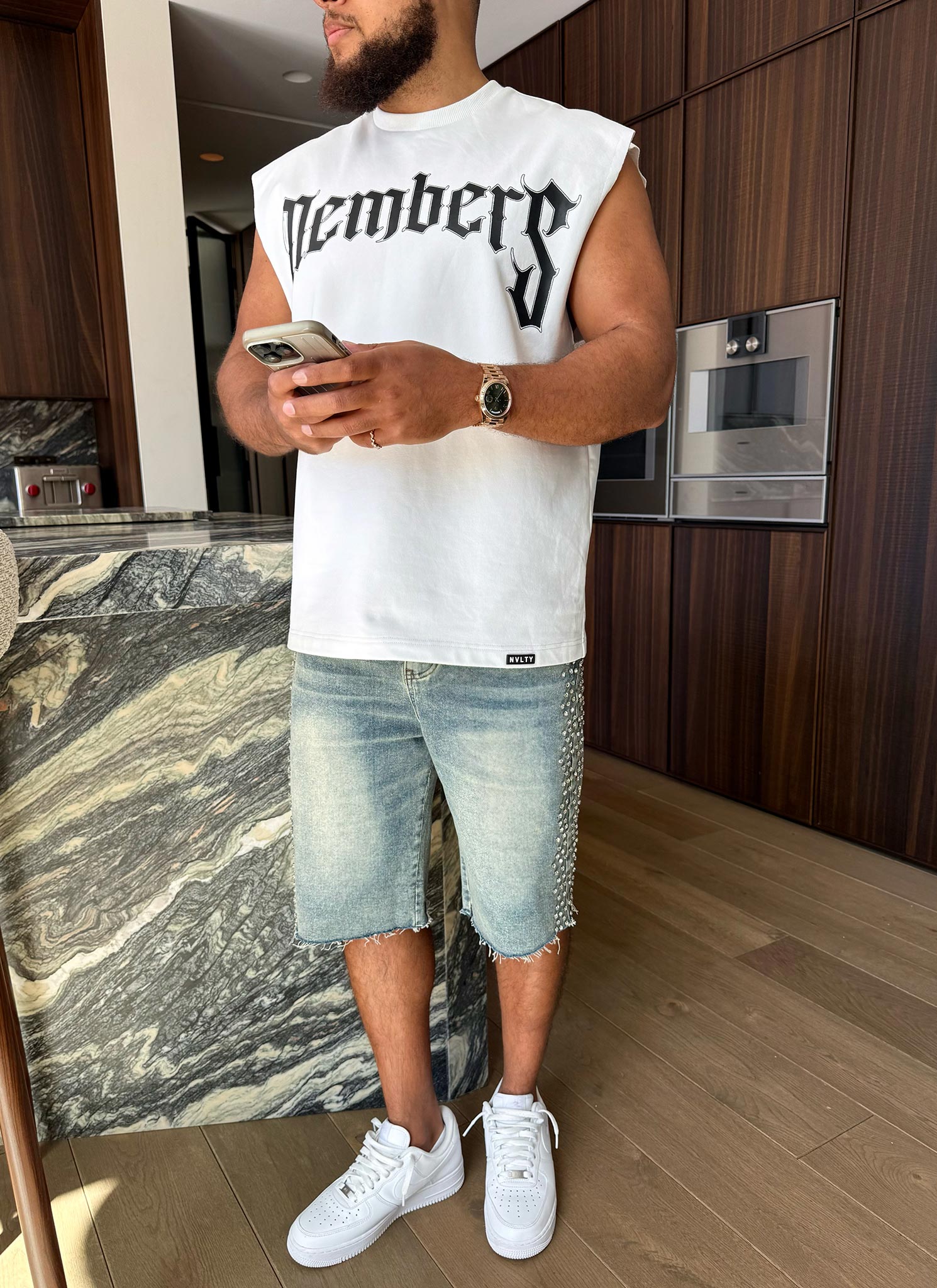 Members Arc Sleeveless T-Shirt - White