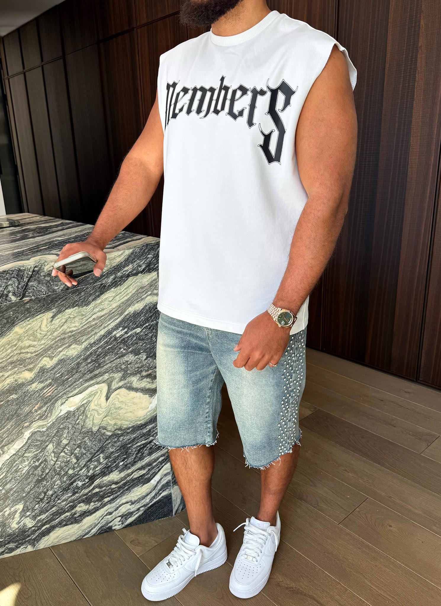 Members Arc Sleeveless T-Shirt - White