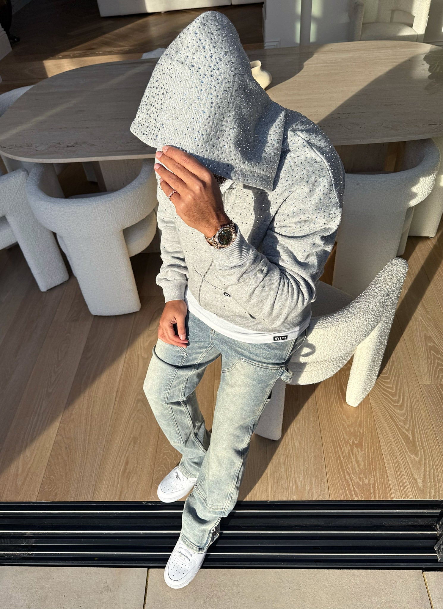 Vintage Flooded VVS Zip Hoodie - Grey