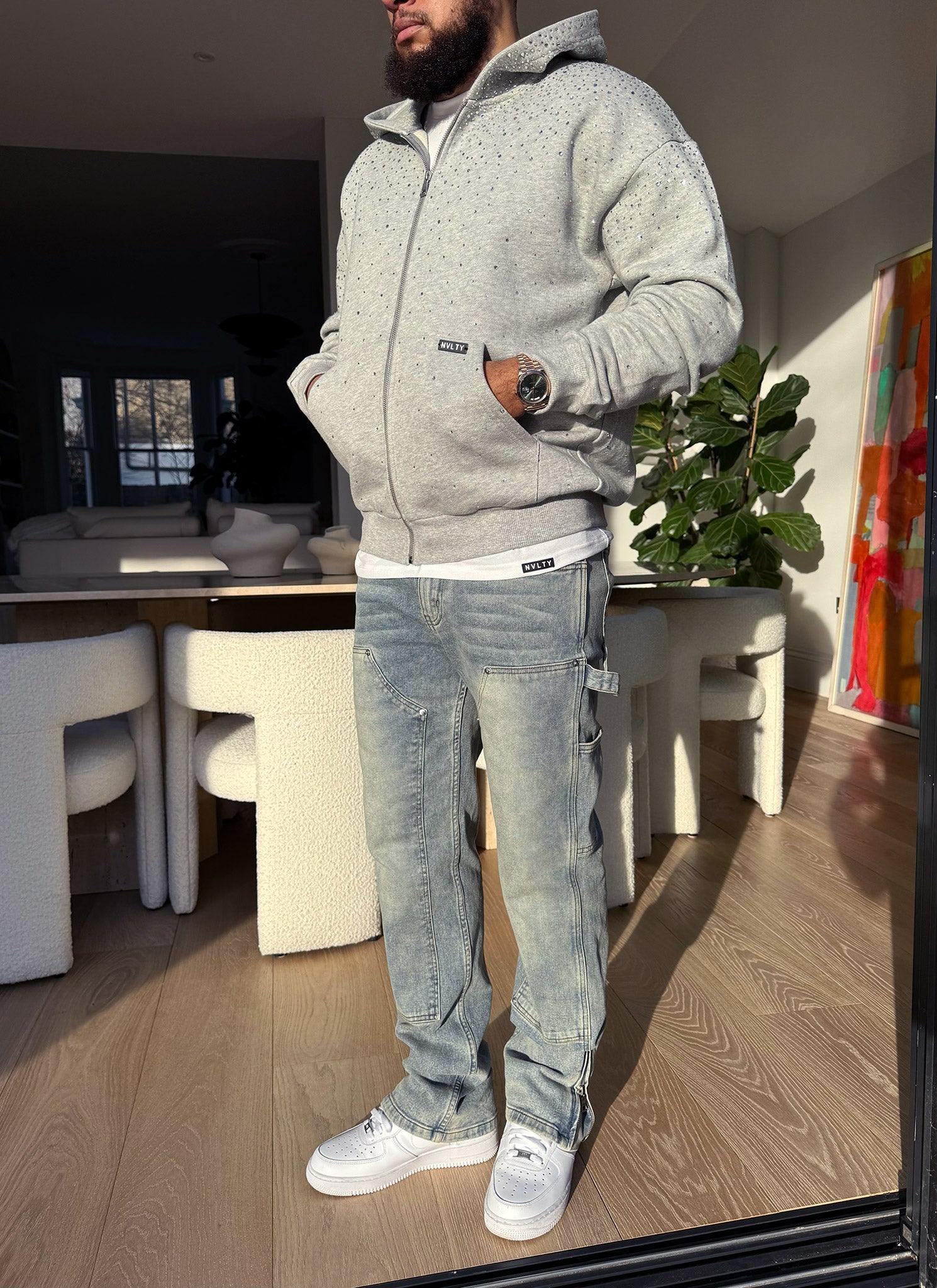 Vintage Flooded VVS Zip Hoodie - Grey