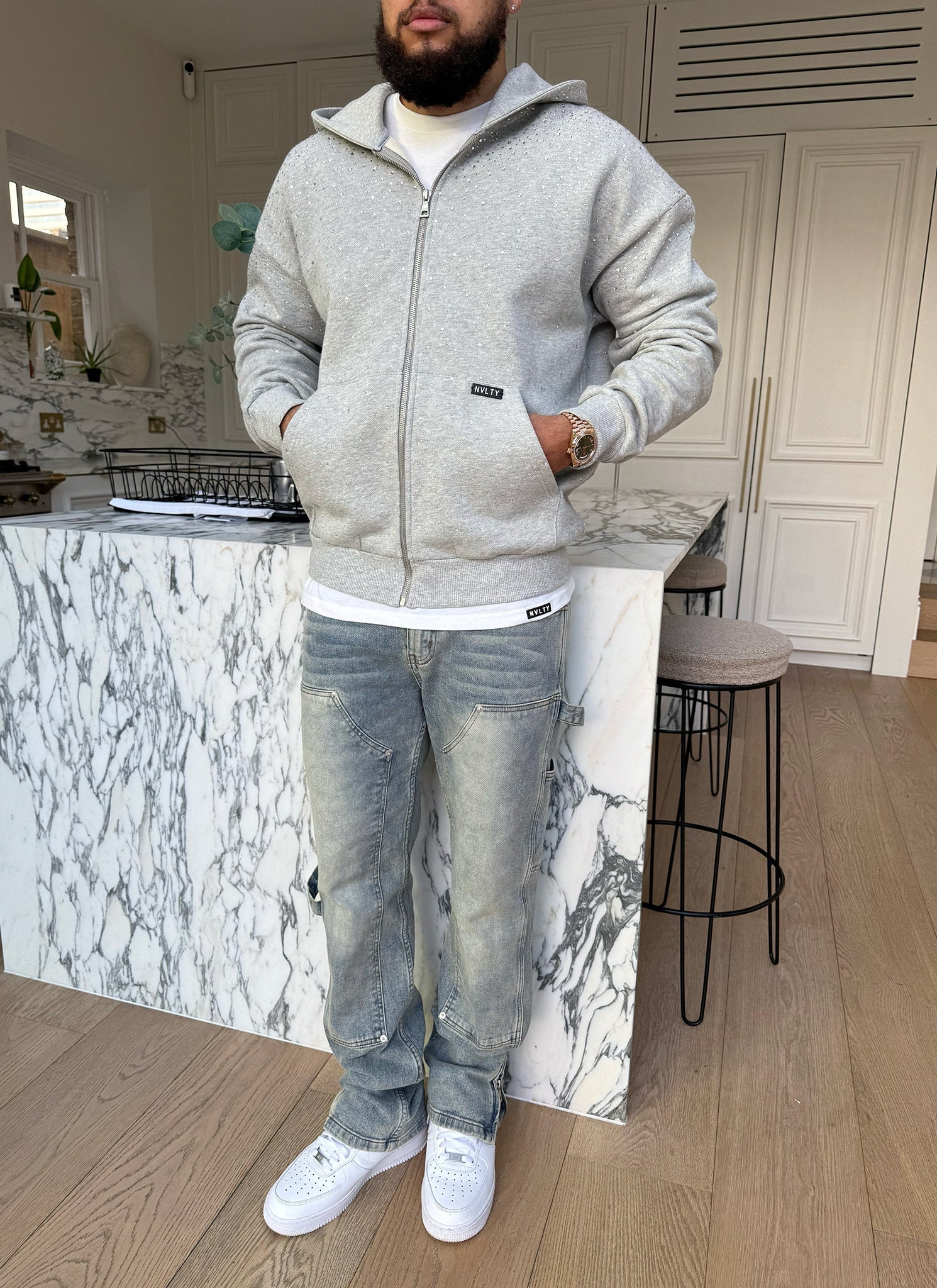 Vintage Flooded VVS Zip Hoodie - Grey