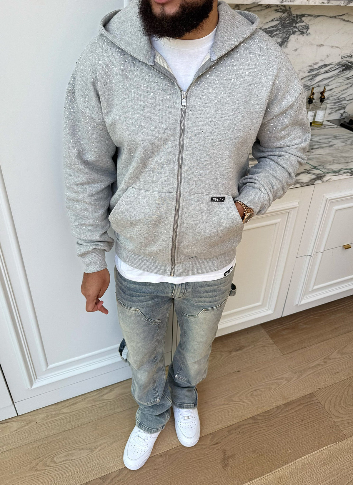 Vintage Flooded VVS Zip Hoodie - Grey