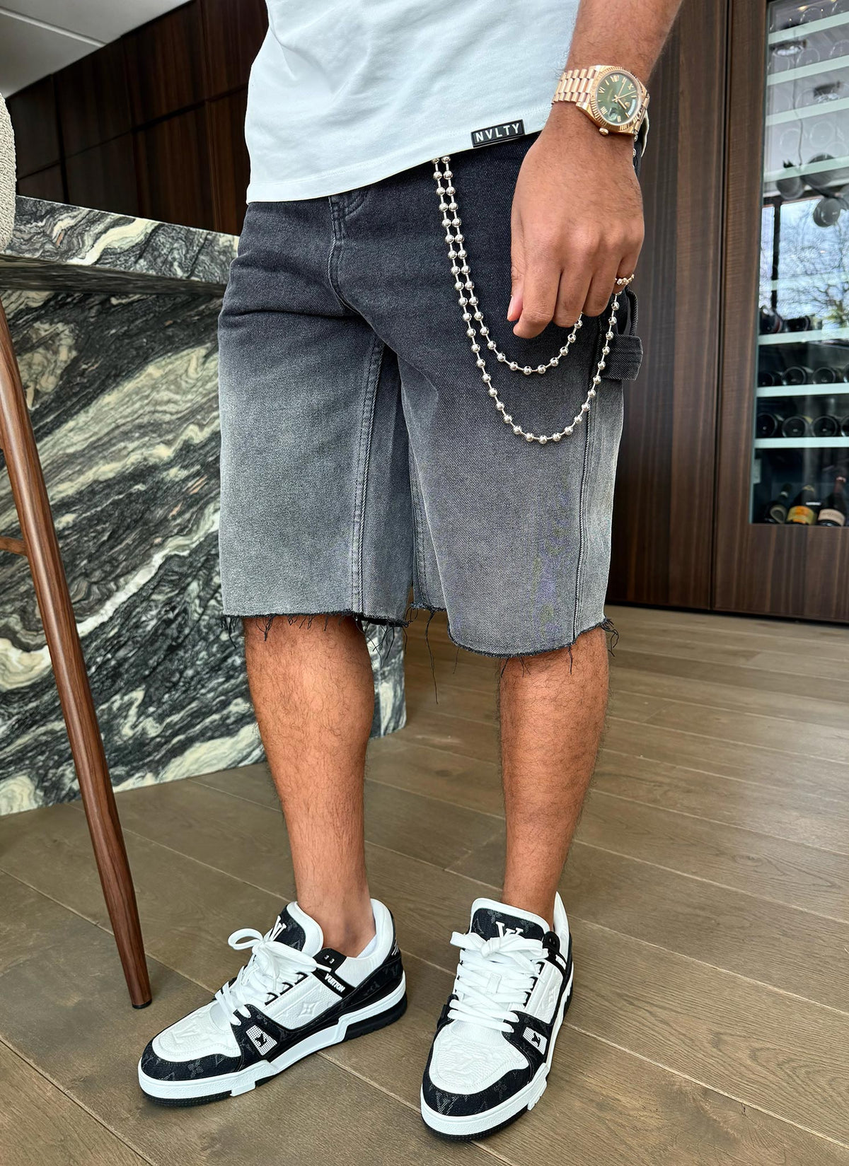 Chaîne de pantalon double perlée
