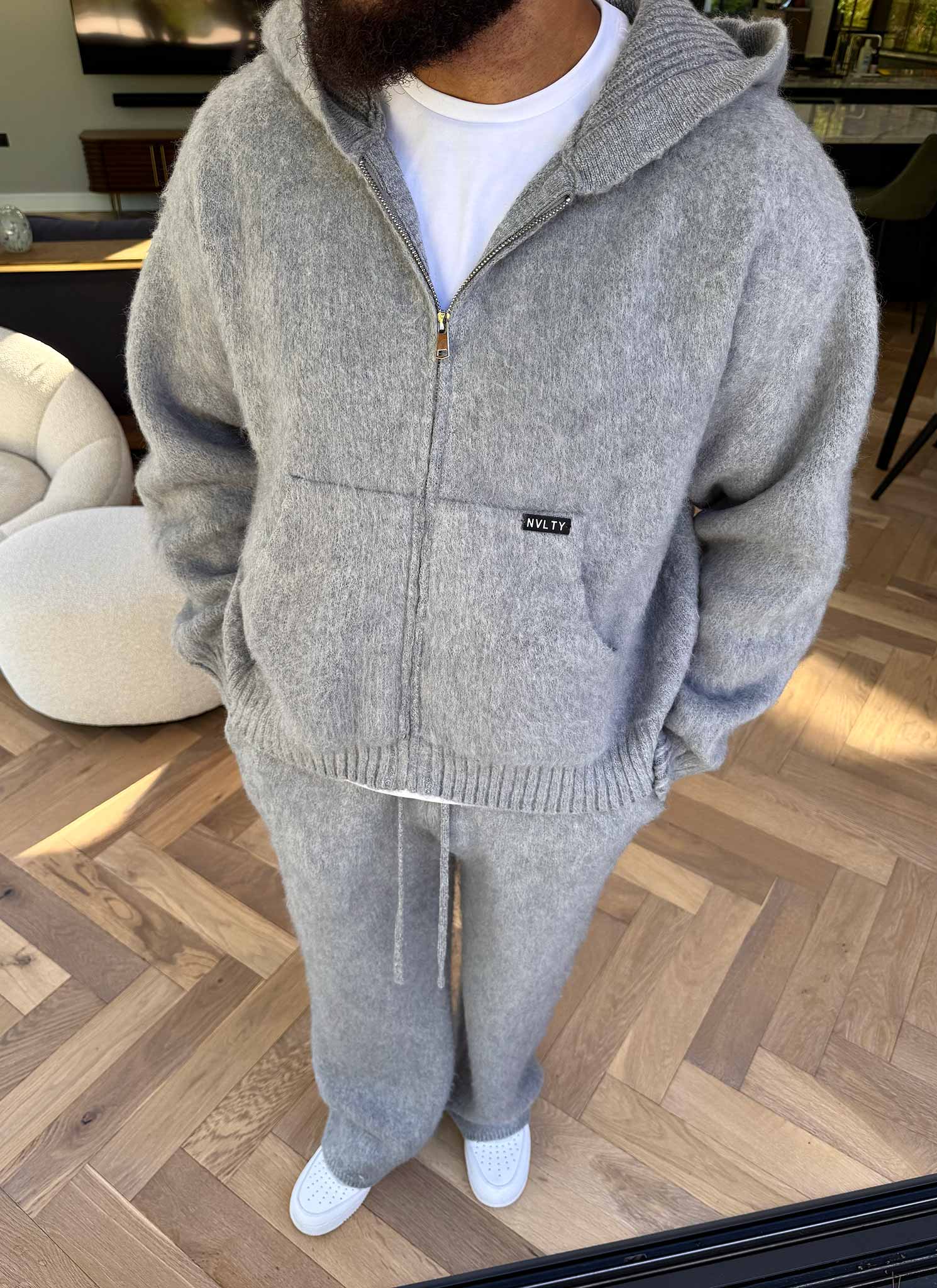 Mohair Zip Hoodie - Grey