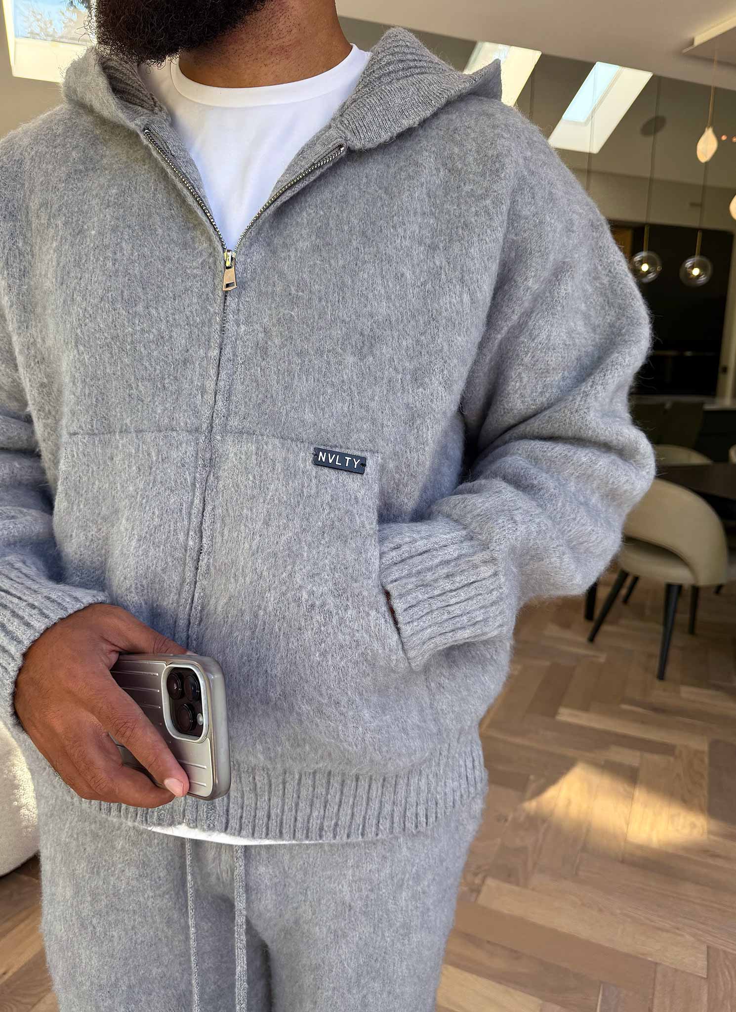 Mohair Zip Hoodie - Grey