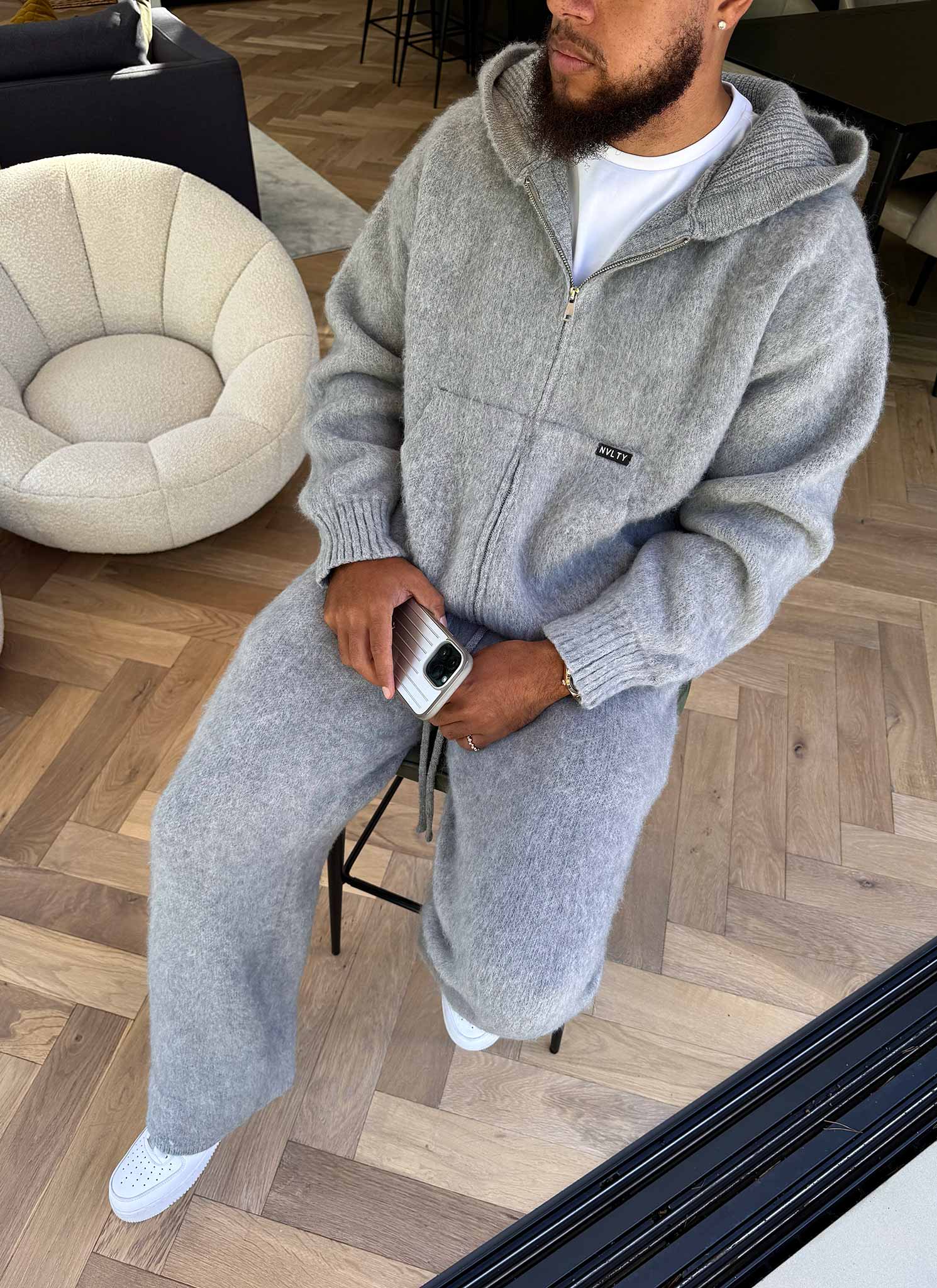 Mohair Zip Hoodie - Grey