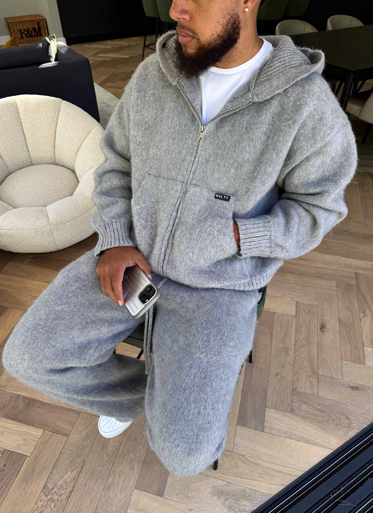 Mohair Zip Hoodie - Grey