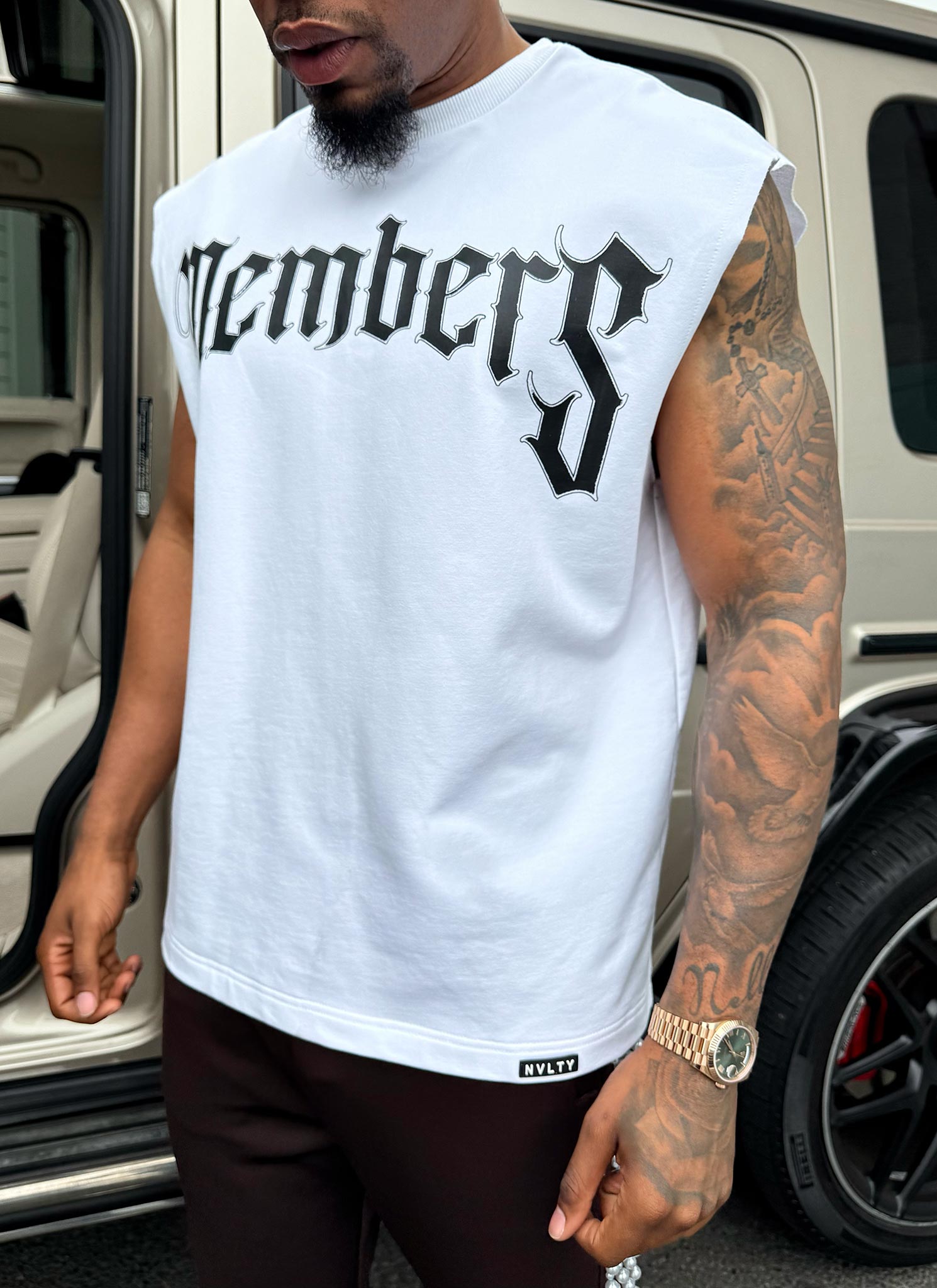 Members Arc Sleeveless T-Shirt - White