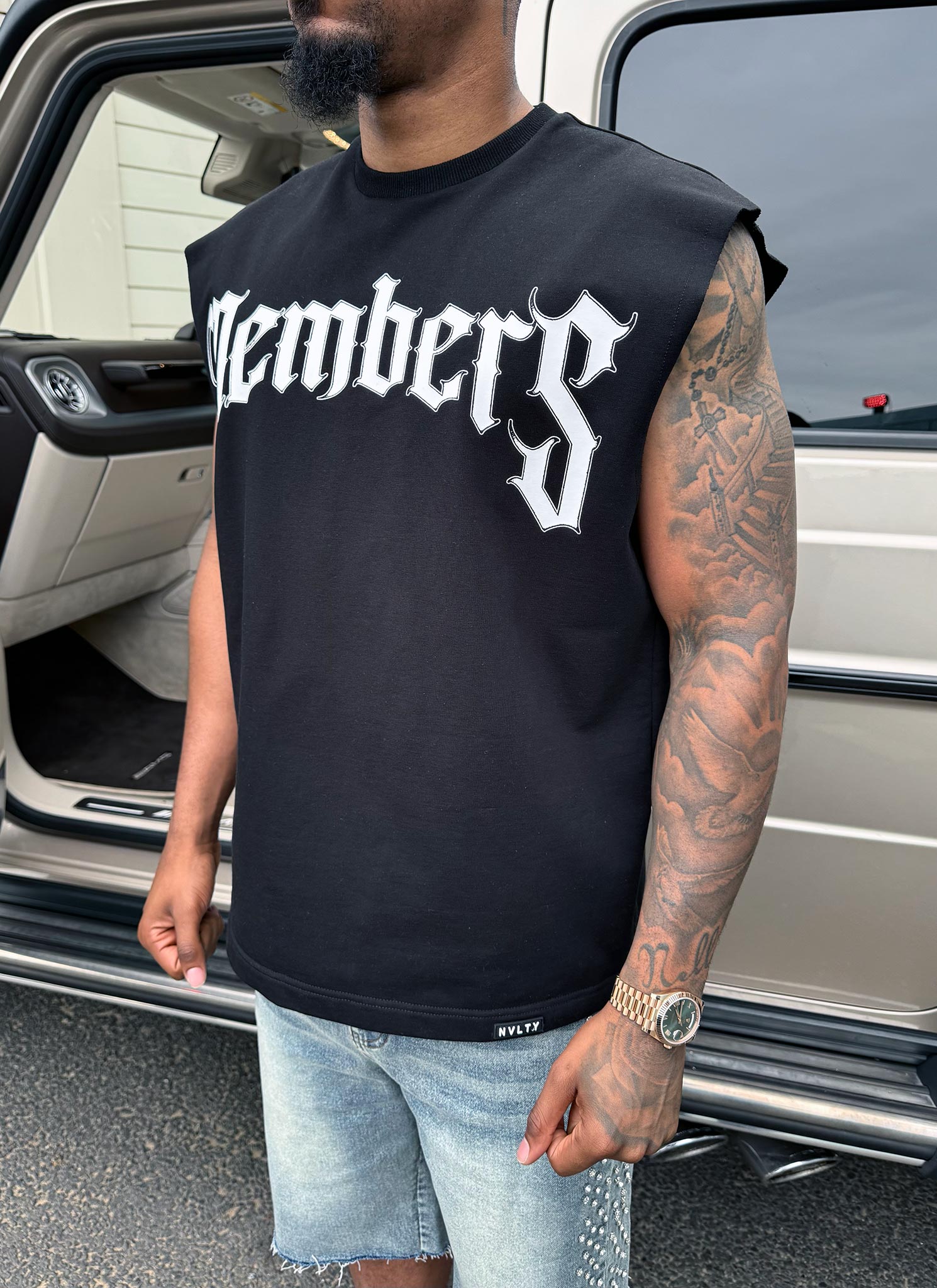 Members Arc Sleeveless T-Shirt - Black