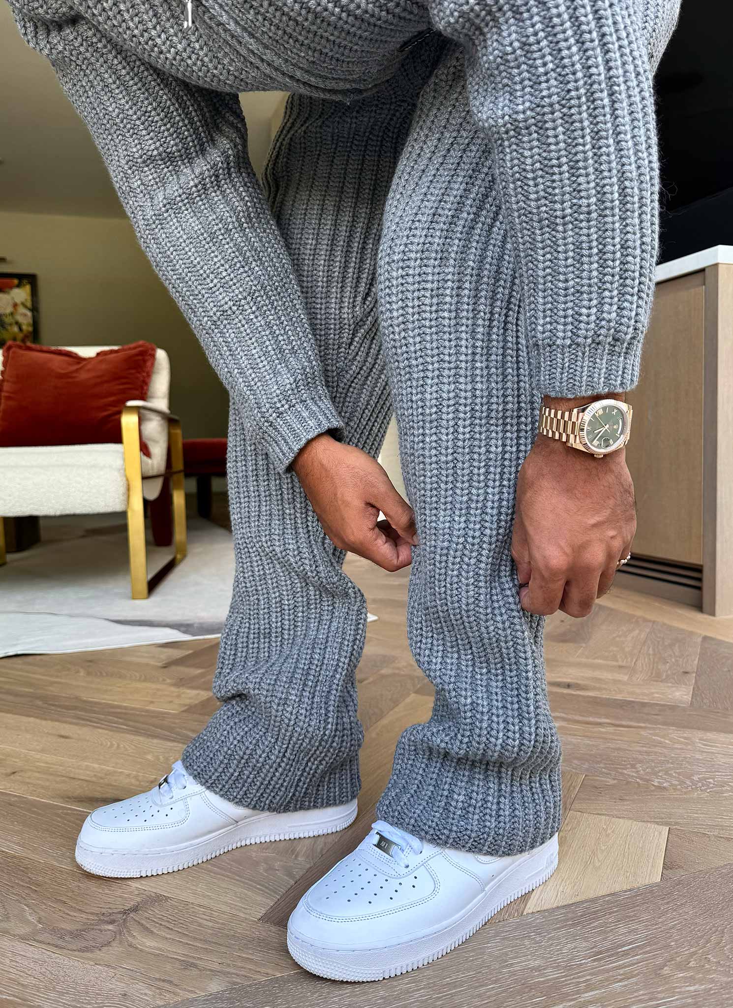 Heavyweight Knitted Joggers - Grey