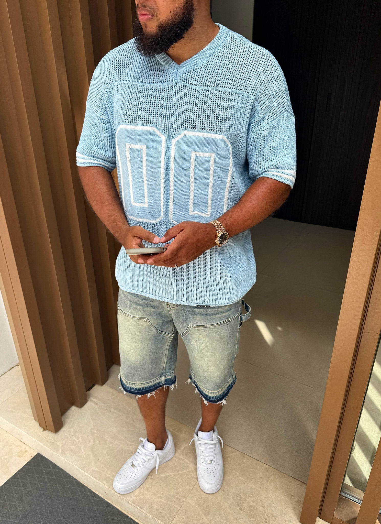 Knitted Members Jersey - Baby Blue