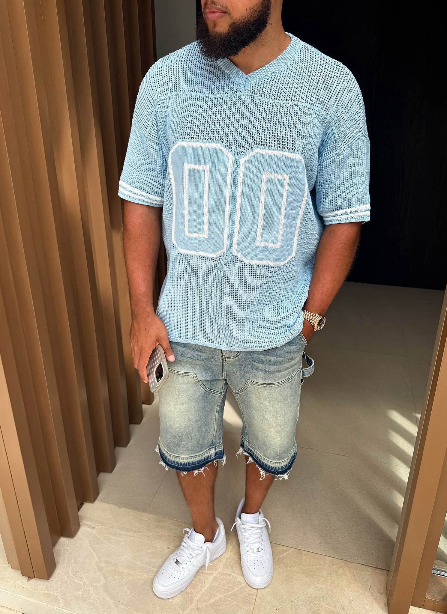 Knitted Members Jersey - Baby Blue
