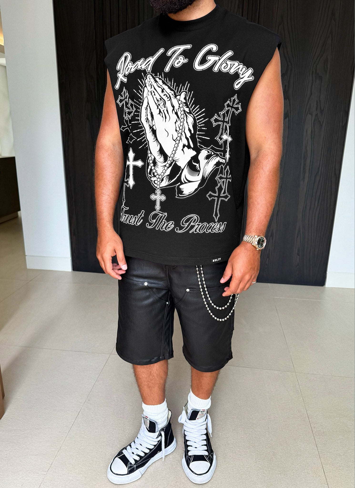 Short de charpentier vintage en cire - Noir