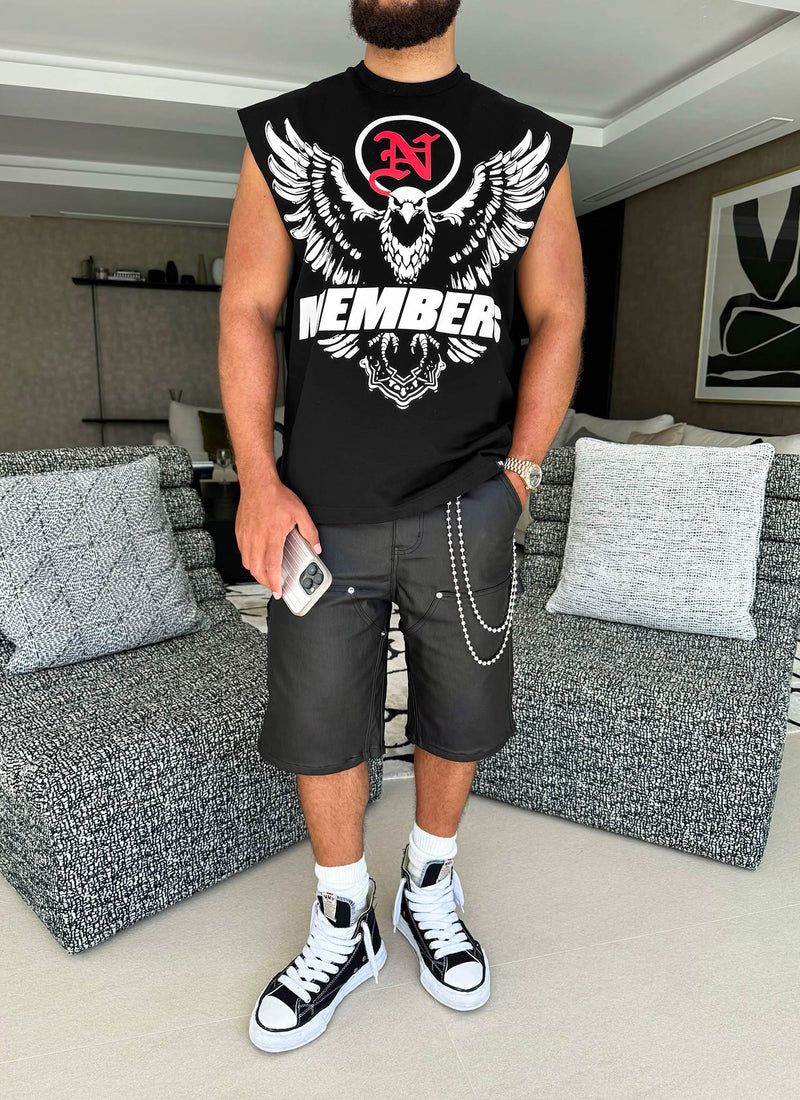 Members Eagle Ärmelloses T-Shirt - Schwarz