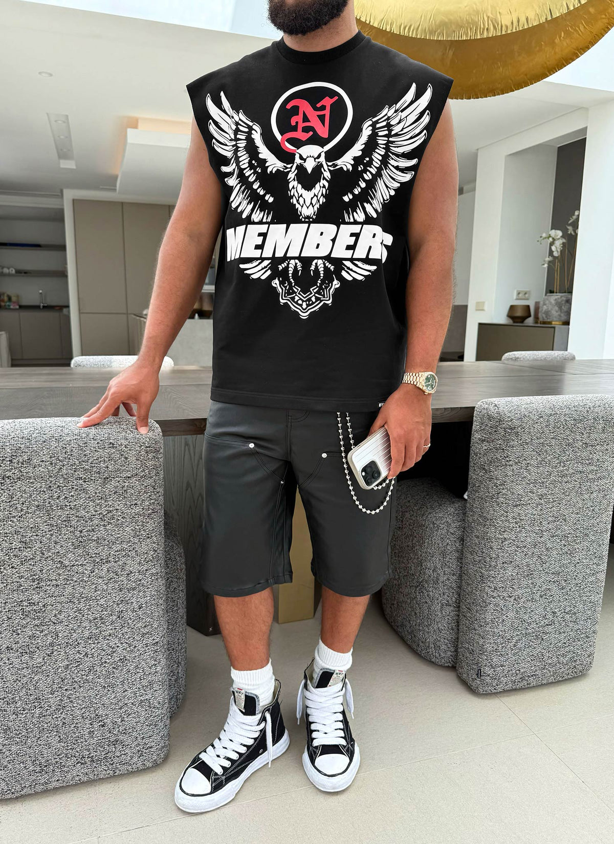 T-shirt sans manches Eagle Members - Noir