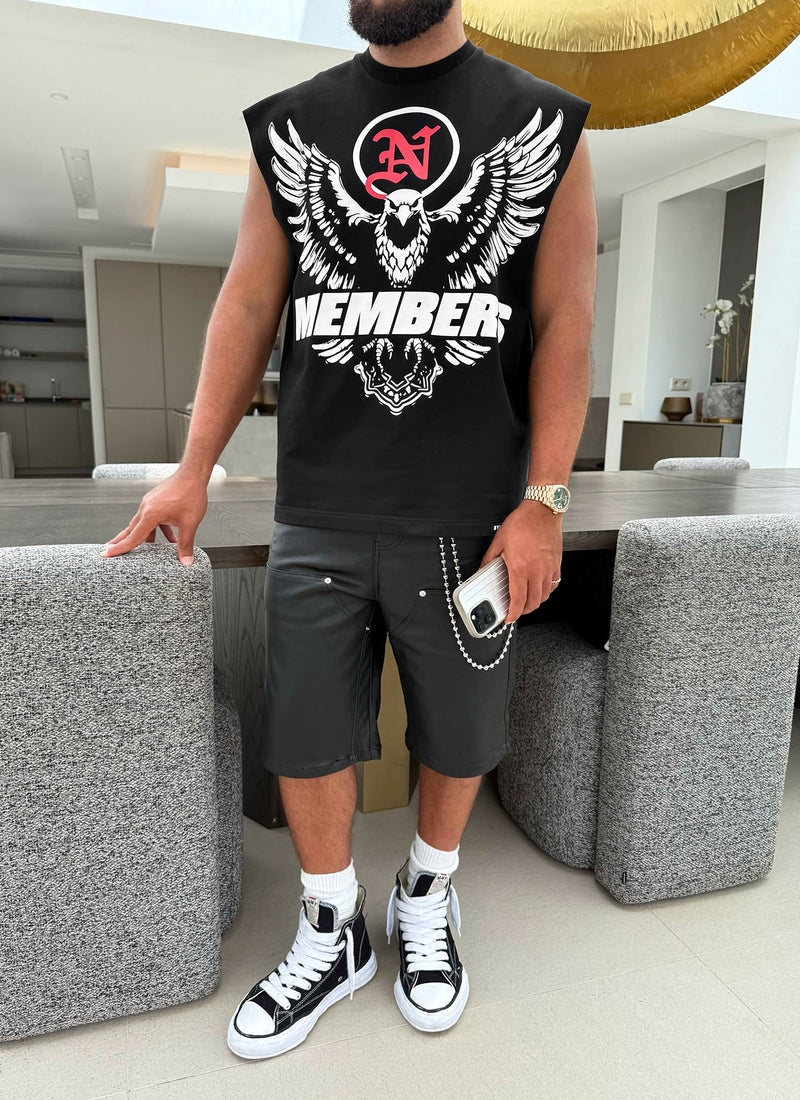 Members Eagle Ärmelloses T-Shirt - Schwarz