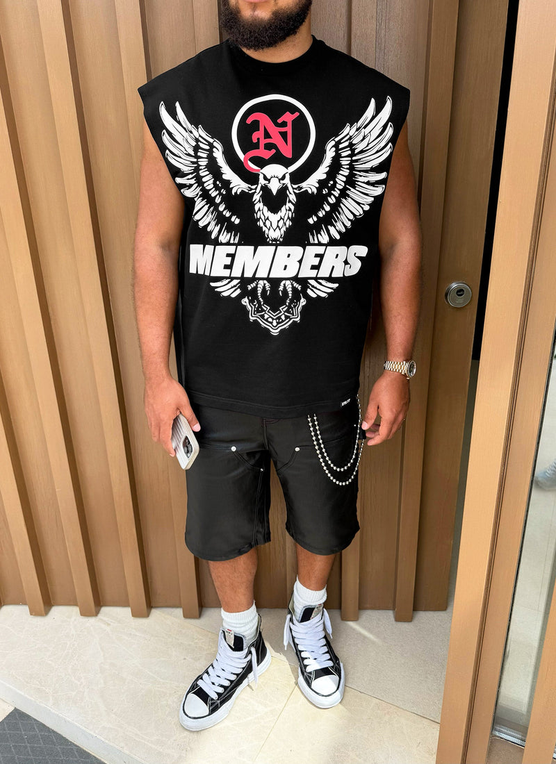 Members Eagle Ärmelloses T-Shirt - Schwarz