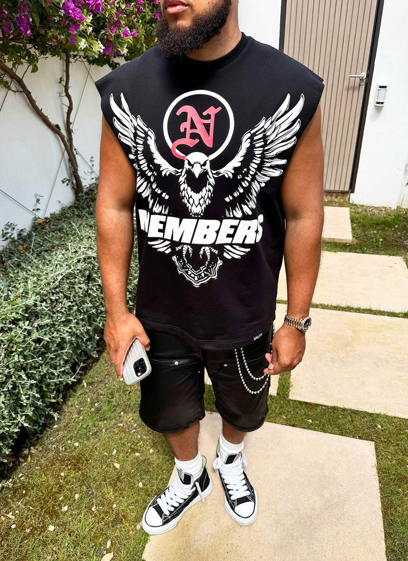 Members Eagle Ärmelloses T-Shirt - Schwarz