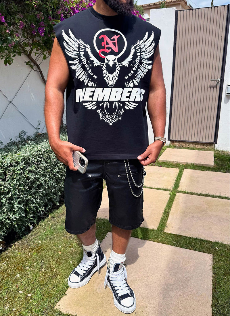 Members Eagle Ärmelloses T-Shirt - Schwarz