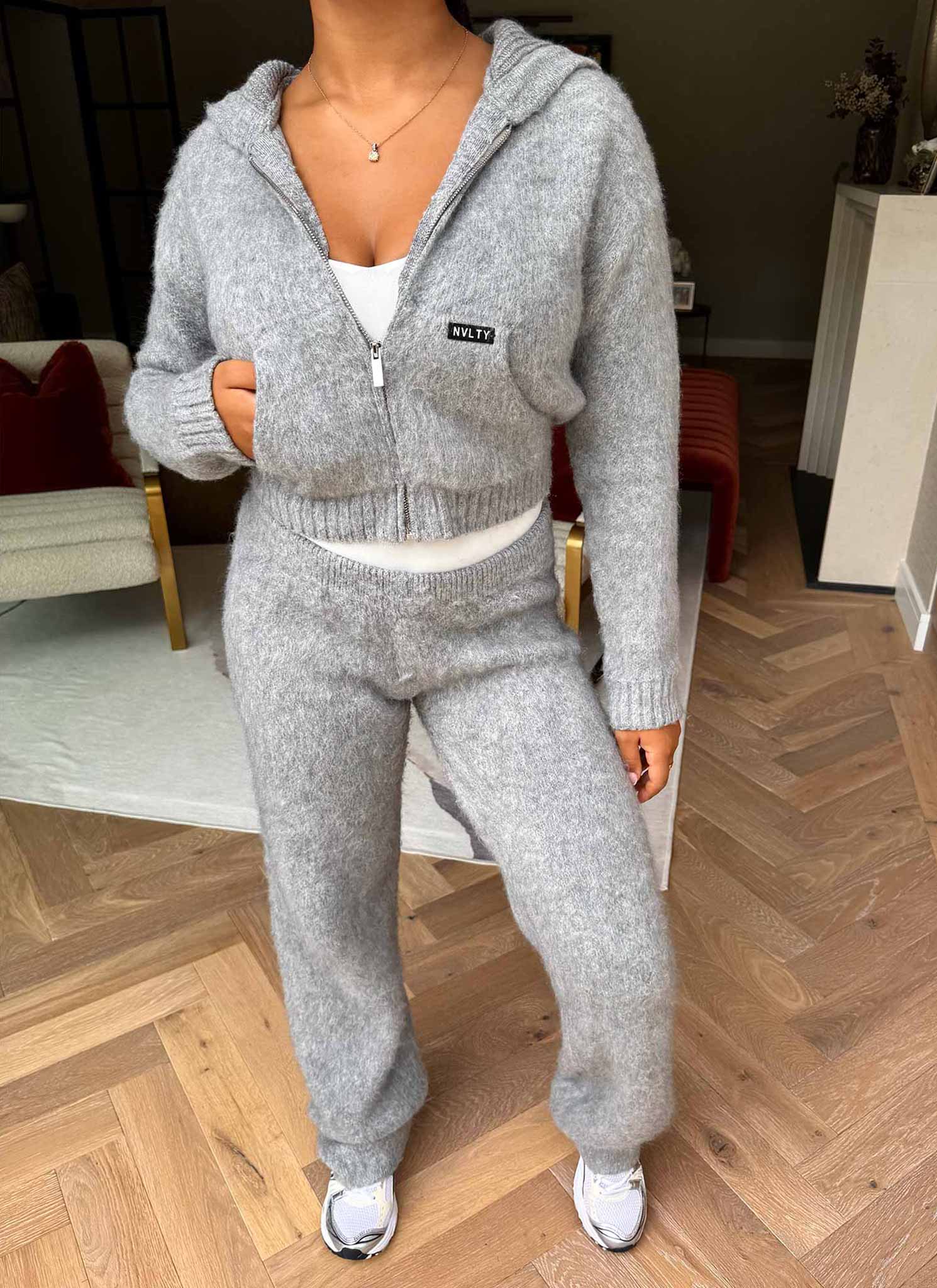 Mohair Zip Hoodie - Grey