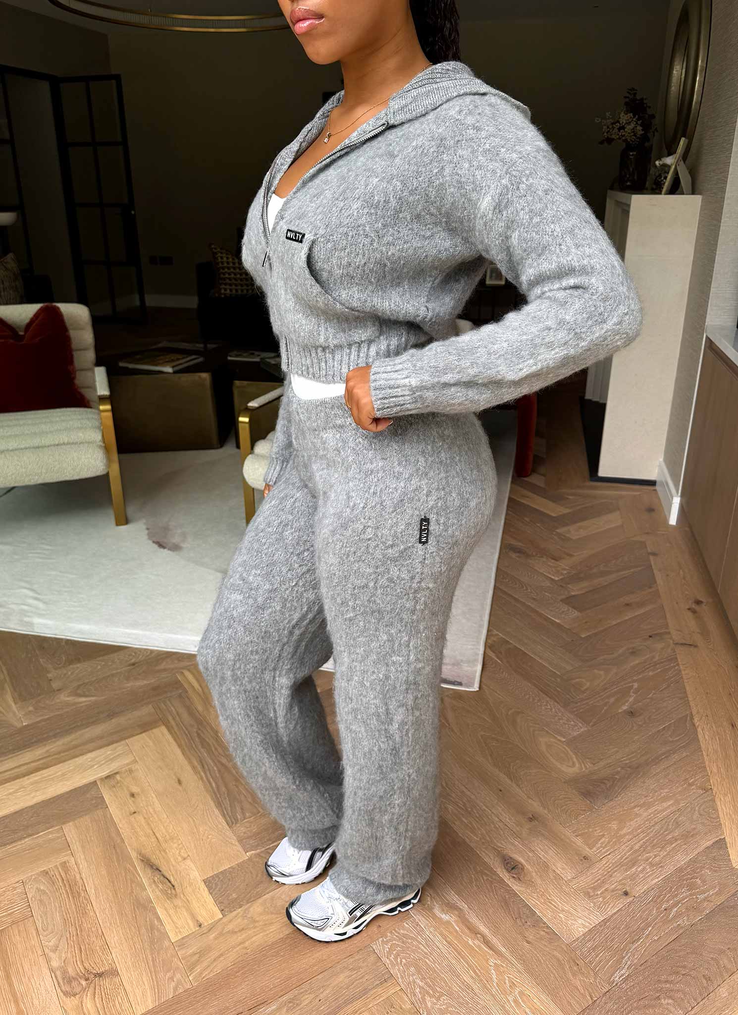 Mohair Zip Hoodie - Grey