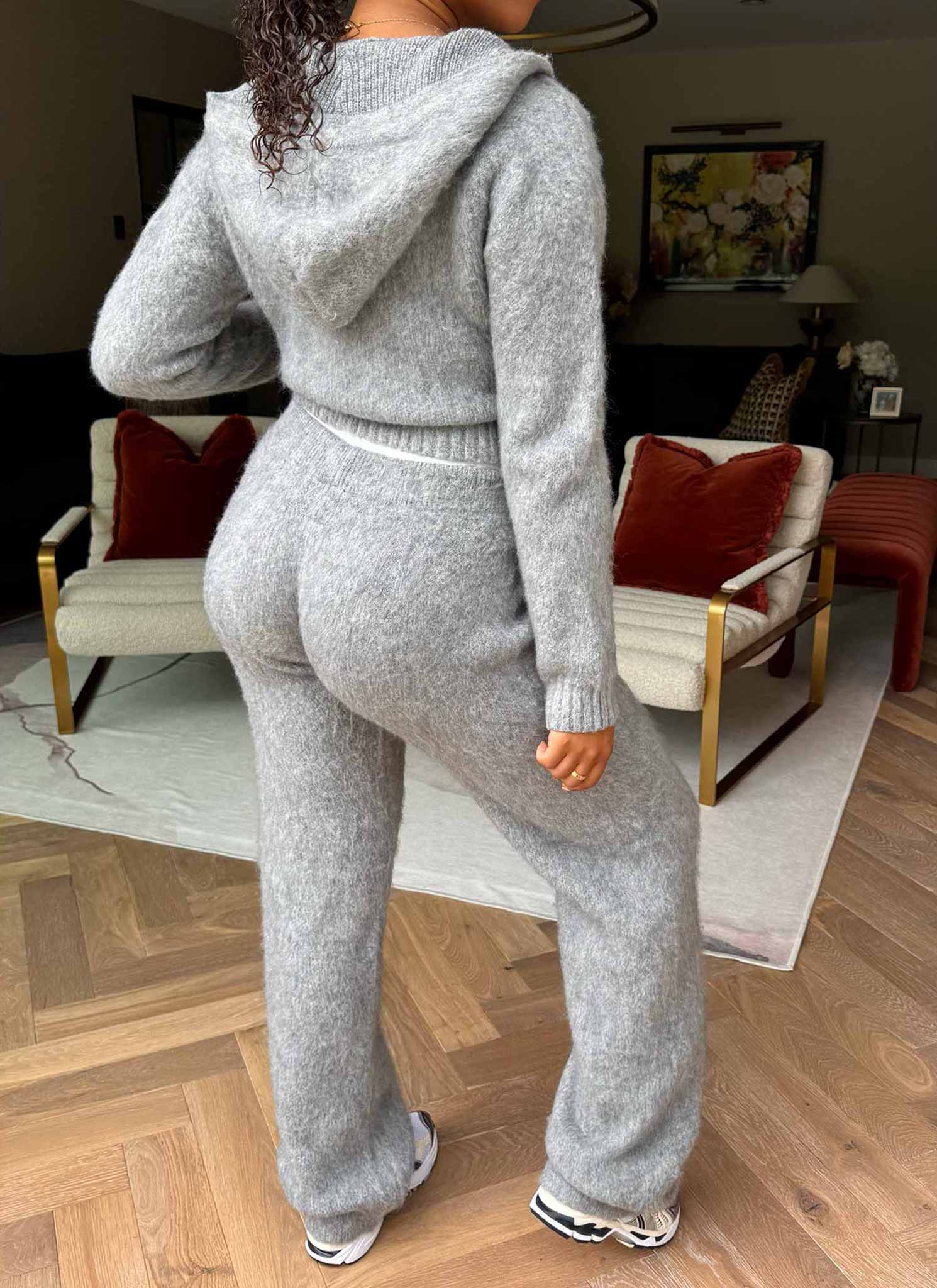 Mohair Zip Hoodie - Grey