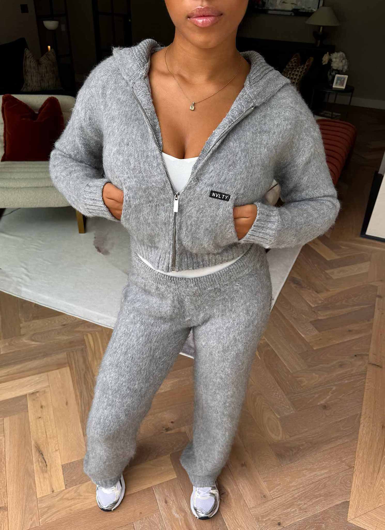 Mohair Zip Hoodie - Grey