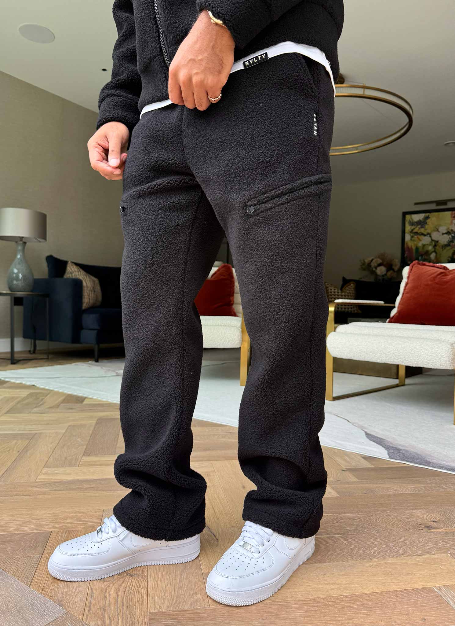 Sherpa Zip Joggers - Black