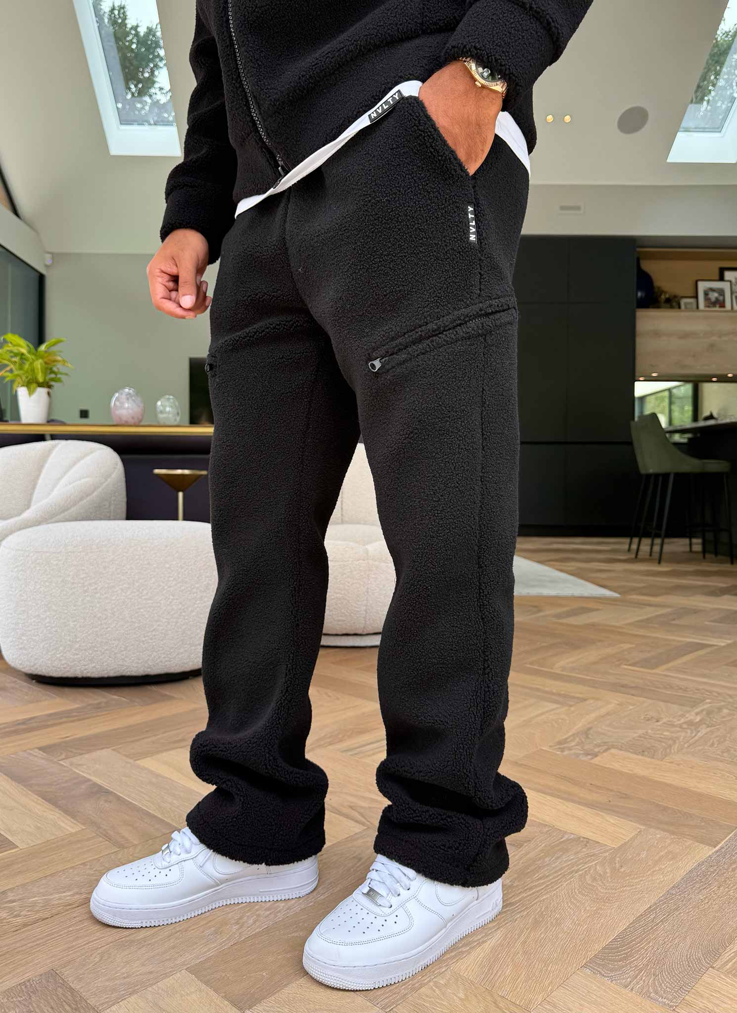 Sherpa Zip Joggers - Black