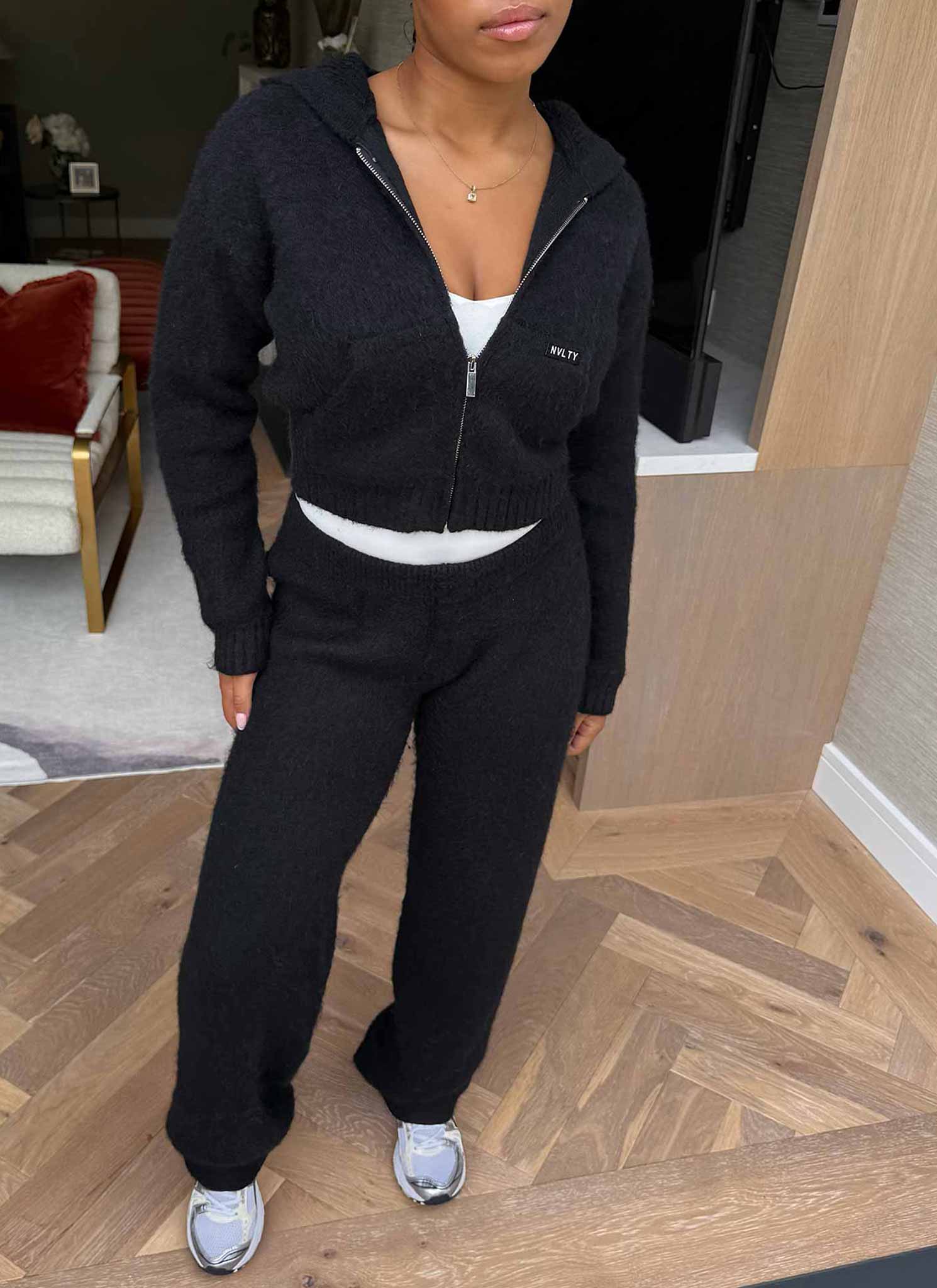 Mohair Zip Hoodie - Black