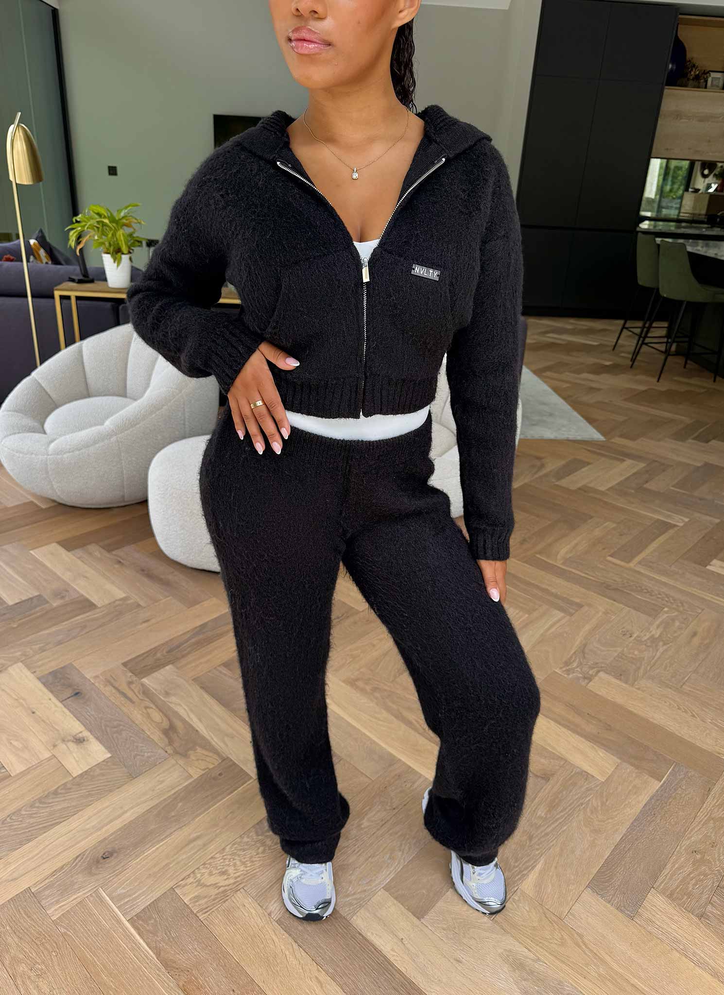 Mohair Zip Hoodie - Black